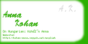 anna kohan business card